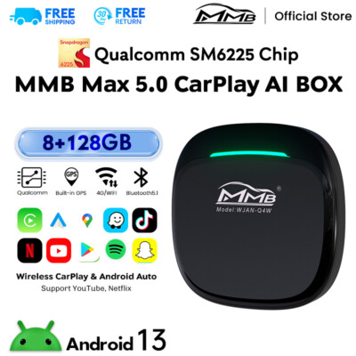 CarPlay Ai Box&Android Auto, 8+128GB, Multimedia Video Box Youtube Netflix HDMI