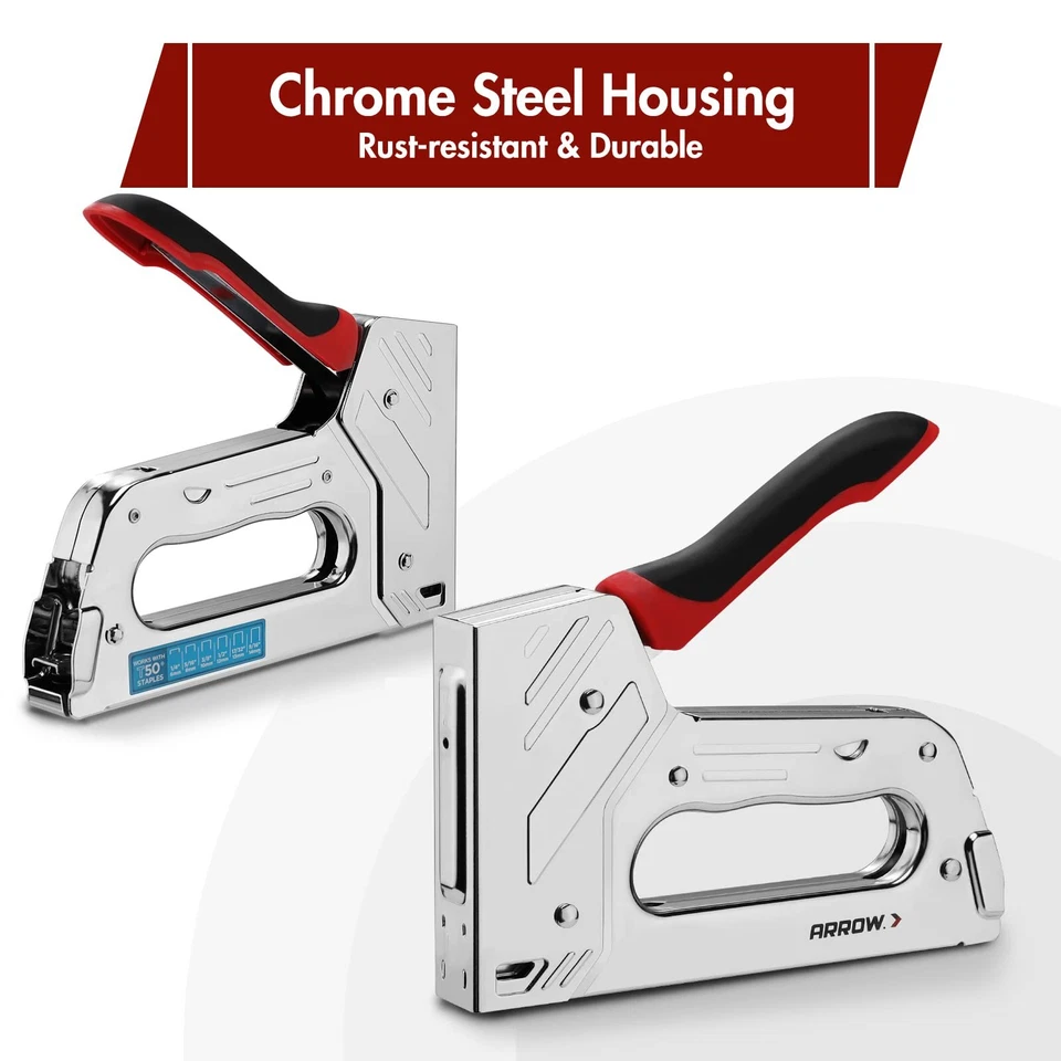 Arrow T55BL Heavy Duty Staple Gun Kit Stapler 3750PCS T50 1/4" 3/8" 1/2" Staples - Image 4 of 4