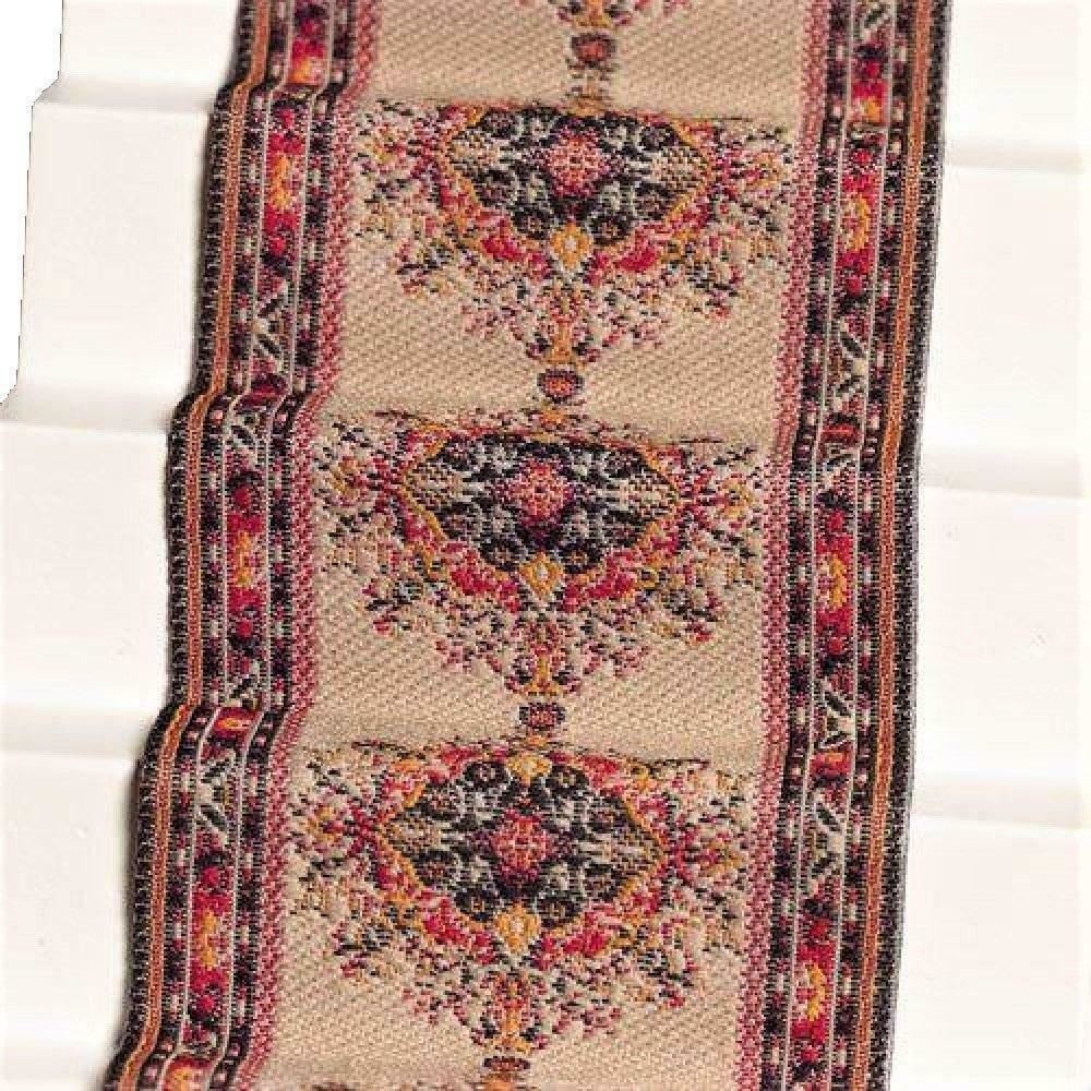 Melody Jane Dolls House Woven Stair Carpet Runner Beige Orange 1:12 Flooring