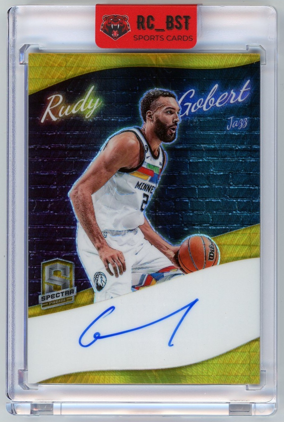 RUDY GOBERT Auto - Asia Gold Prizm #/3 2022-23 Panini Spectra #CG-RGB view 1
