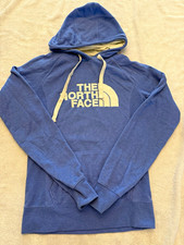 The North Face Women's XS Blue Pullover Hoodie Logo Pockets Fleece Cotton Blend