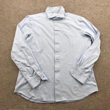 Emanuel Berg Shirt Mens Large 16.5 Blue Long Sleeve Button Front Dress