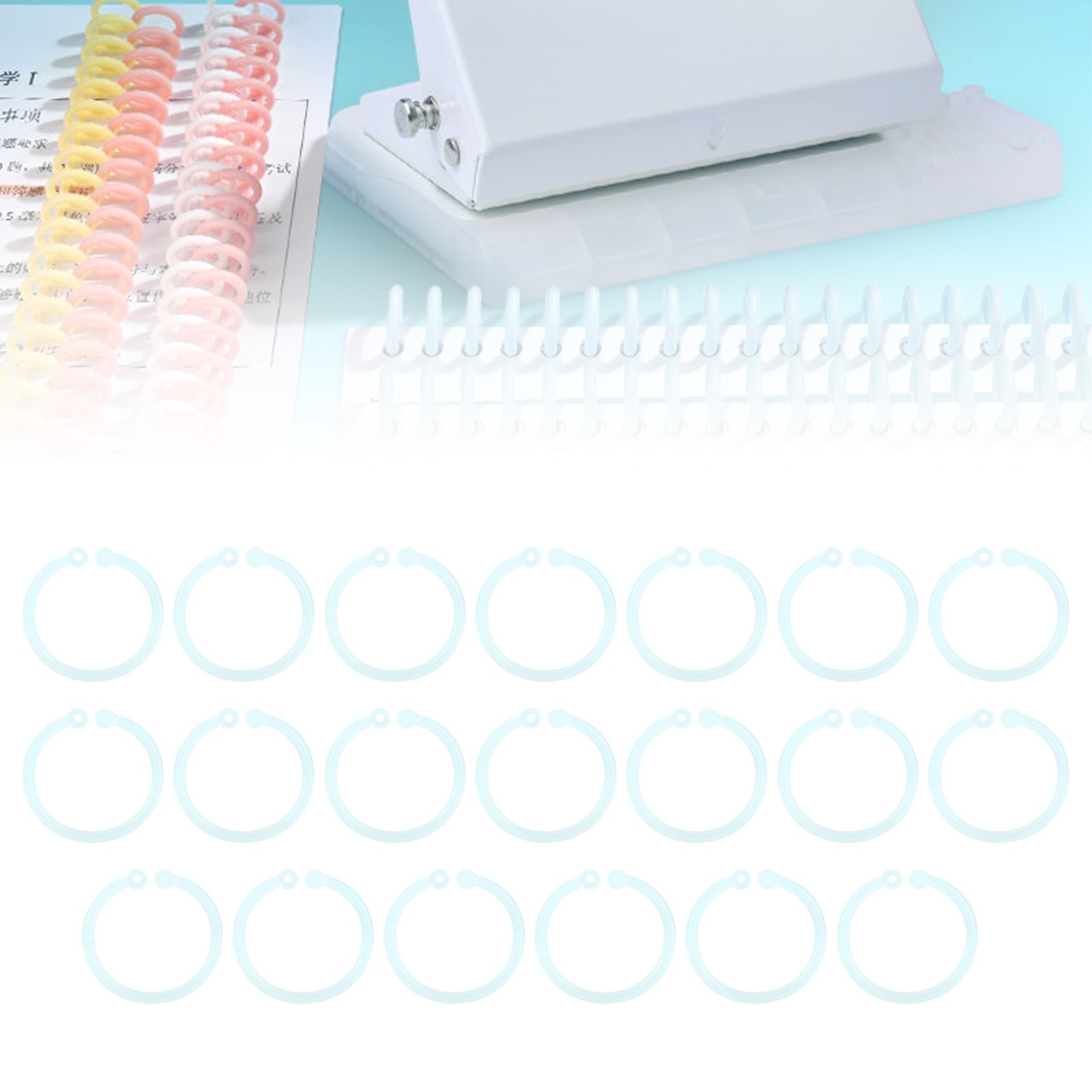 20pcs Plastic Loose Leaf Rings Durable Transparent Rings For School Offic
