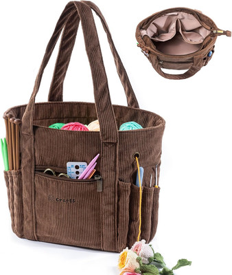 Corduroy Crochet Bag & Tote - Perfect Storage for Yarn & Accessories