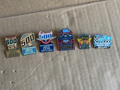 Indianapolis 500 Old Timers Bar-B-Que Event Collector Lapel Pins (6) 2007-2012