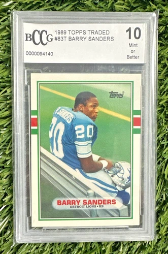 1989 Topps Traded BARRY SANDERS RC BCCG 10 Lions #83T D