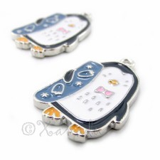 Snowboarding Penguin Charms 25mm Blue Winter Pendants C941490 - 5, 10, 20PCs