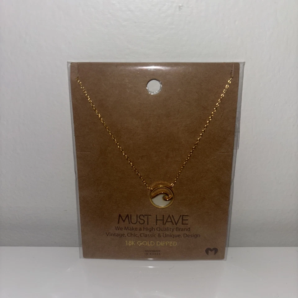 18 克拉金浸项链波浪海滩自然礼物礼物精美礼物全新带标签 — 第 4/4 张图片