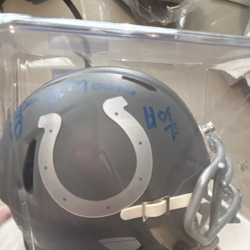 Lenny Moore Indianapolis Colts Signed Mini Helmet Maniabilia HOF 75 Schwartz AT