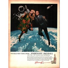 1967 Smirnoff Vodka: Skyball, Outer Space astronaut sexy girl Vintage Print Ad