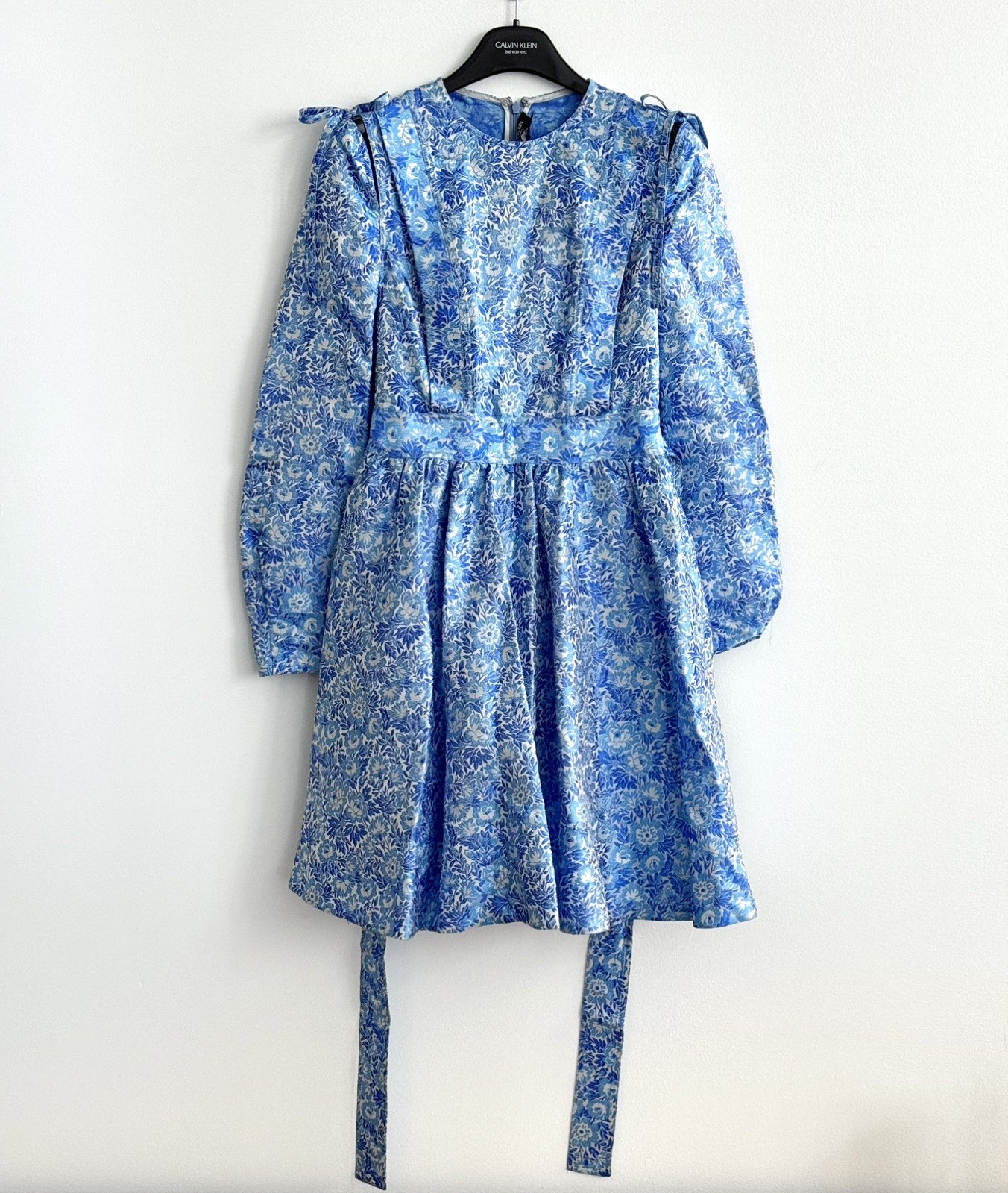 CALVIN KLEIN 205W39NYC Raf Simons Blue Floral Jacquard Dress - size 0, XS image 3