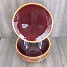 SET OF 8 McCOY POTTERY BROWN DRIP GLAZE 10" DINNER PLATES