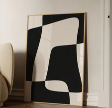 Black Beige Abstract Wall Art Modern Minimalist Print