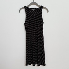 Athleta Santorini Black White Stripe Sleeveless Tank Jersey Dress Women’s Small