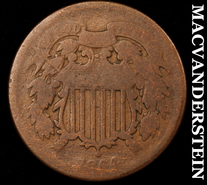 1864 Shield Two Cent- Scarce Better Date- No Reserve #L4217