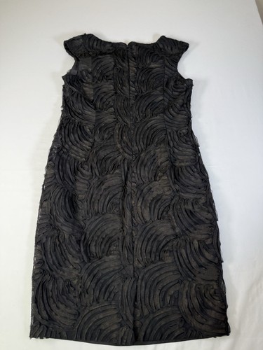 Adrianna Papell Black Gold Ruffle Seam Sheath Dress Size 10 - Picture 8 of 8