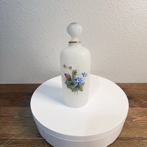 Bristol Glas Karaffe handbemalt Blumen Vintage - Bild 5 von 11
