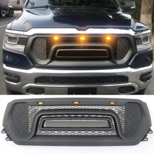 Front Grille for 2019-2020 Dodge RAM 1500 Black Bumper Grill W/Lihgts