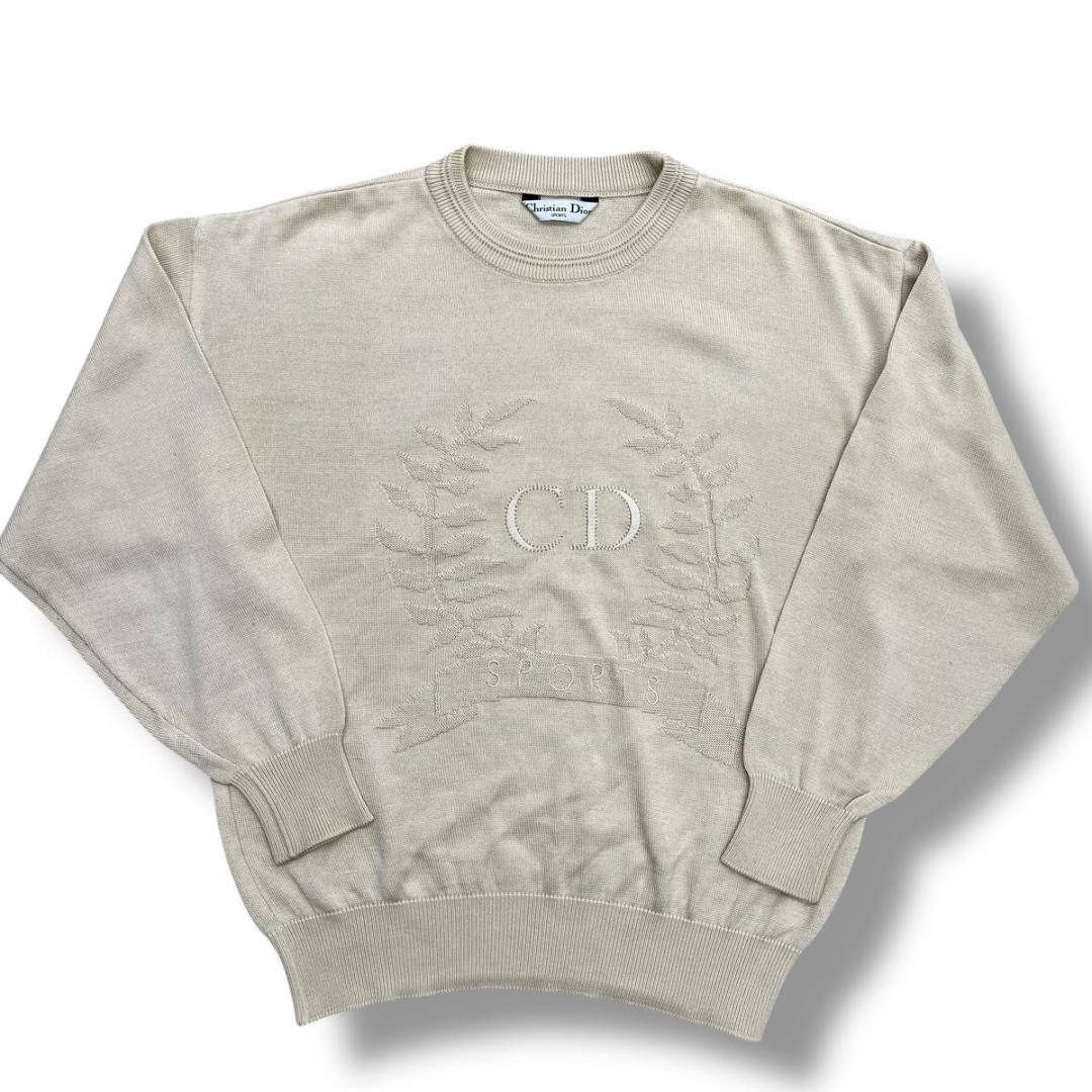 Christian Dior SPORTS Women's Knit Top Sweater Cotton Beige From Japan Authentic thumbnail 2