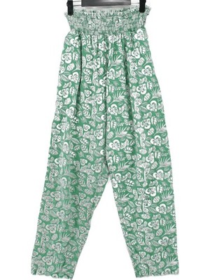 Lucy & Yak Damen Hose L grün geblümt 100% Baumwolle Tapered Sweatpants