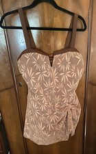 Brown Mesh Women's One Piece Bathing Suit XL NWT
