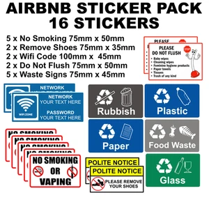 Airbnb Holiday Let Personalised Sticker Set - 16 x Self Adhesive Stickers Pack