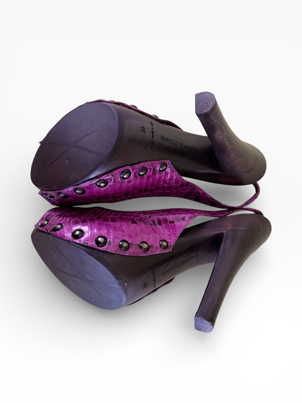 Manolo Blahnik Python Snakeskin Platform Slingbac… - image 8