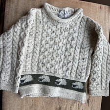 Kerry Woollen Mills 100 Irish Pure New Size Age 3-4. Roll Neck Sheep Print EUC
