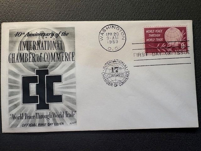 FDC, World Peace, International Chamber of Commerce, Fleetwood cachet, unaddress