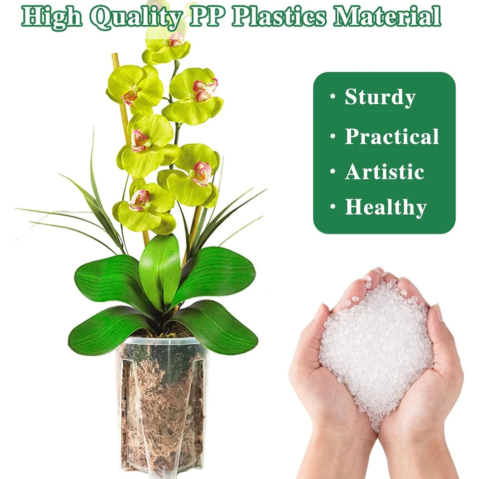 Macetas transparentes de plástico grueso para plantas de 4"/5,6"/6,4" con bandeja para orquídeas Foto 3 de 4