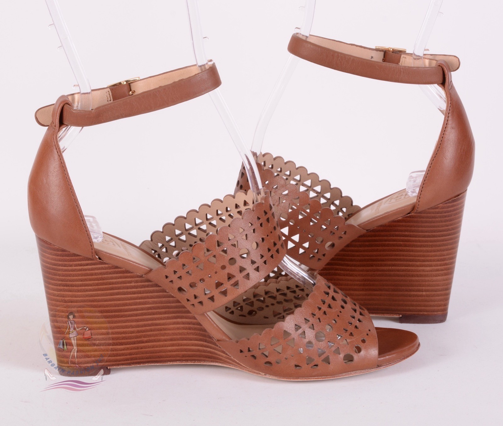 TORY BURCH Laser-cut Leather Wedge Sandal Shoes Sz 10.5 US / 40 1/2 EU $325 thumbnail 4