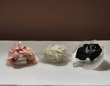 Lot of 3 Vintage 1950s Fascinator Hats Veil, Feather  Floral Headpieces