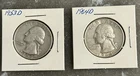 1953 D,  1964 D WASHINGTON QUARTERS, CIRCULATED, UNGRADED