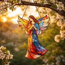 Angel Suncatcher   Colorful Guardian Angel Window Hanging