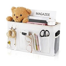 Bedside Organizer Caddy Hanging Storage Container for Dorm Apartments White