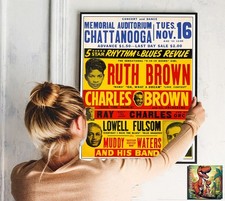 Muddy Waters Ray Charles Ruth Brown 1954 Live Konzert Tour Repro Poster 30"x24"