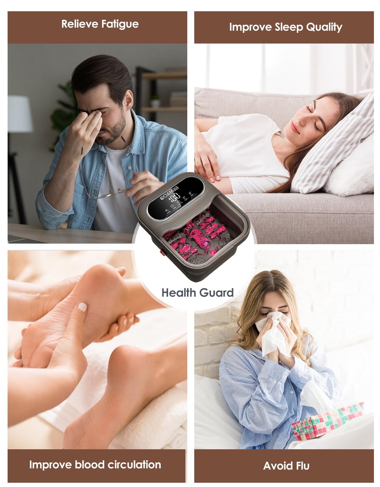 Collapsible Foot Spa with Heat, Bubble and Temp Control, Foot Bath Massager w...