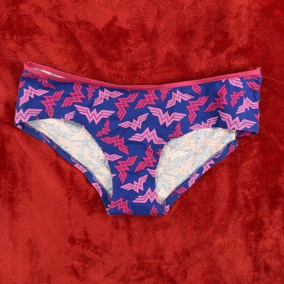 Wonder Woman DC Comics Women's Hipster Panties Size Small Blue Pink Logo Print
