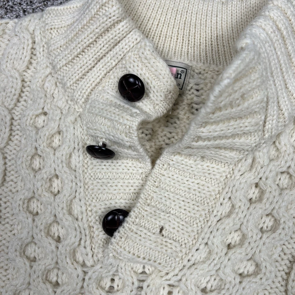 Suéter masculino vintage LL Bean XL lã pescador malha de cabo Henley Irlanda 3 botões - Imagem 4 de 4