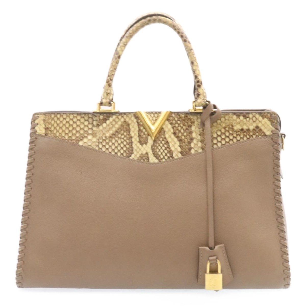 LOUIS VUITTON Very Zip Tote Hand Bag Leather Snake Skin N94301 LV