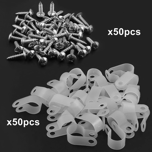 50 Pcs 1/2 Inch P-Style Rope Light Clips with Screws Wire Clamp Cable Holder - Afbeelding 3 van 7