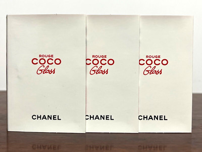 3x CHANEL ROUGE COCO GLOSS # 119 BOURGEOISIE 0.015 oz EA SAMPLE ON CARD