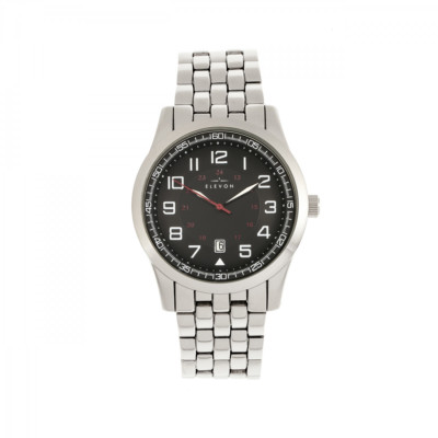 Elevon Garnison Herren Silber Armband Schwarz Armbanduhr Mit Datum ELE105-2
