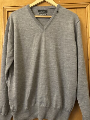 Replay Jumper Mens Large Knitted Sweater Grey Merino Wool