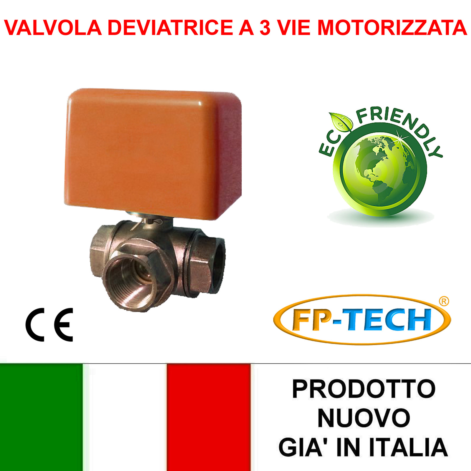 VALVOLA DEVIATRICE MOTORIZZATA A TRE VIE 3/4" IMPIANTO SOLARE TERMICO CALDAIA