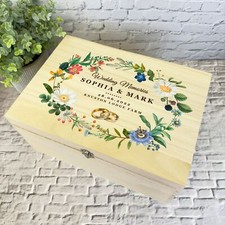 Bright Wedding Rings Wedding Day Memories Personalised Wooden Keepsake Box