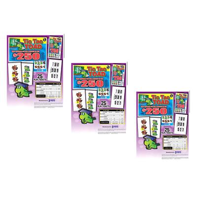 3 Pack - Tic Tac Toad - Pull Tab Ticket - Hard Card 152 ct