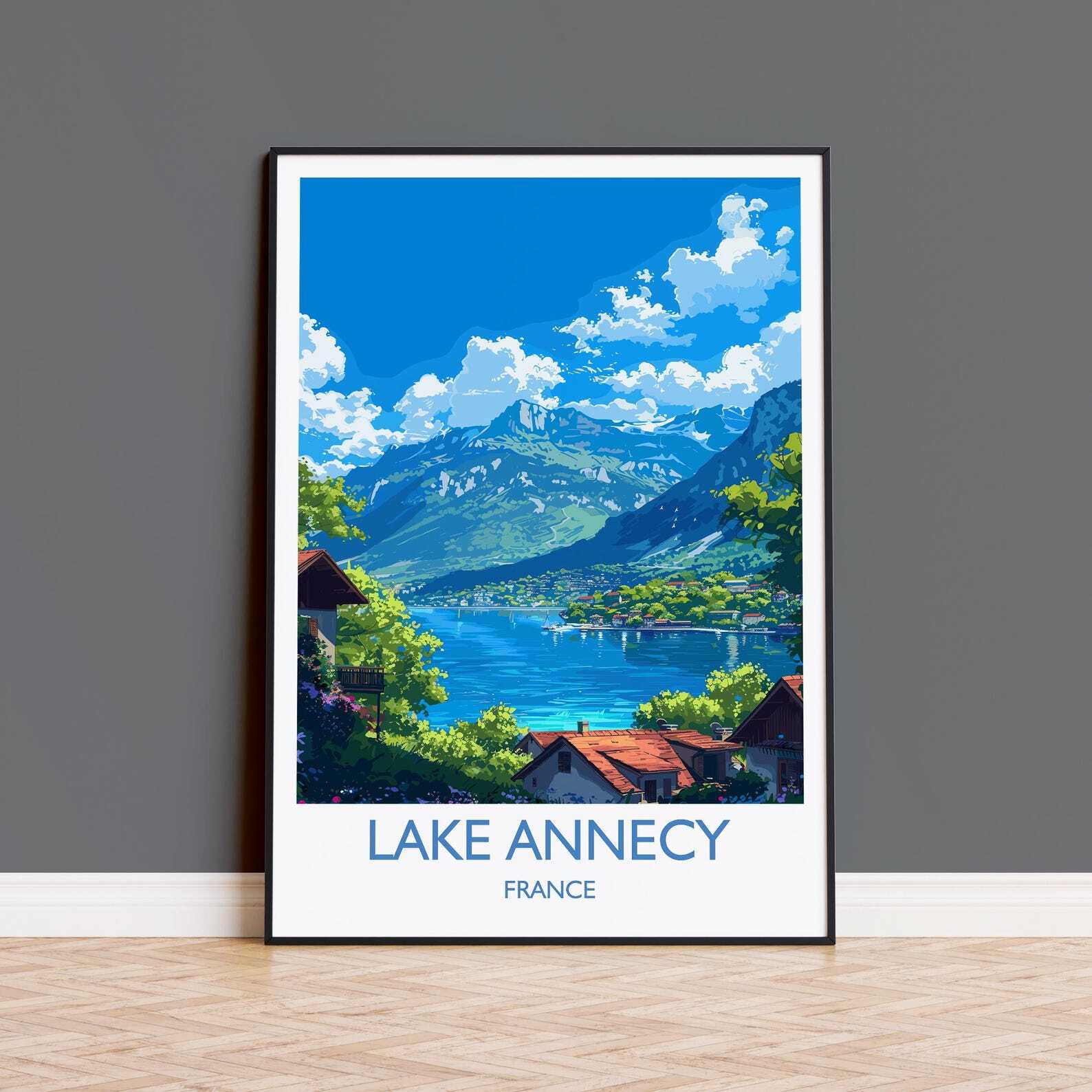 Lake Annecy Travel Poster Wall Art Travel Print Of Lake Annecy Lake Annecy Art