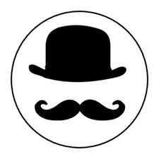 Mustache stickers, labels, tags, envelope seals, Top hat