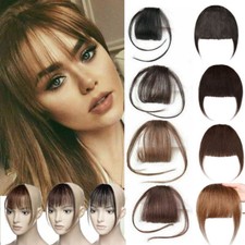 100% Real Human Hair Thick/Thin Bangs Extensions Clip In REMY Fringe Front Piece